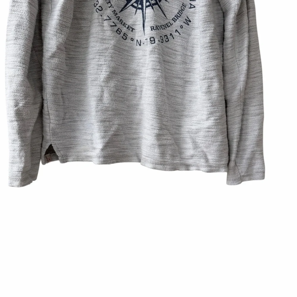 Vineyard Crew Light Gray Hooded Textured Knit Distressed Pullover Sweater Size S